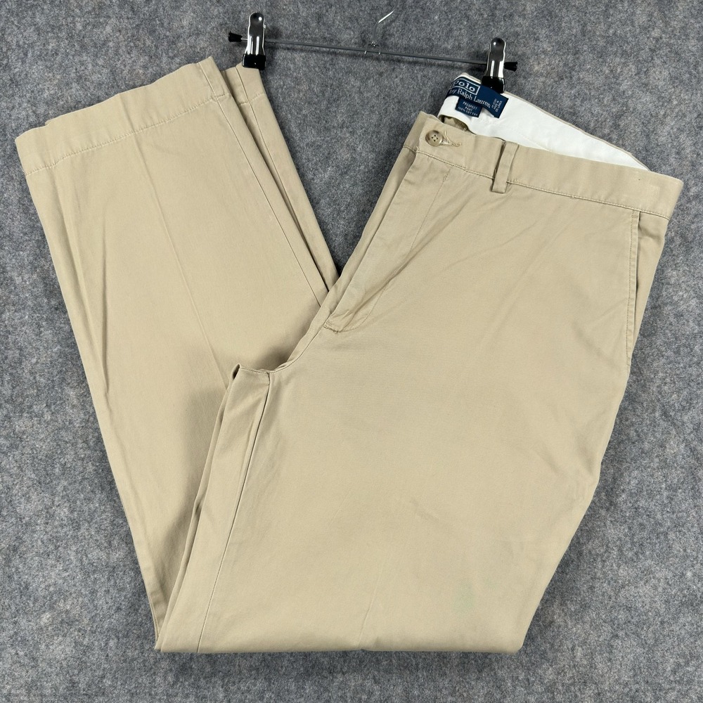 Polo Ralph Lauren Pants Mens 38x32 (Fits 36x31) Khaki Prospect Chino 100%